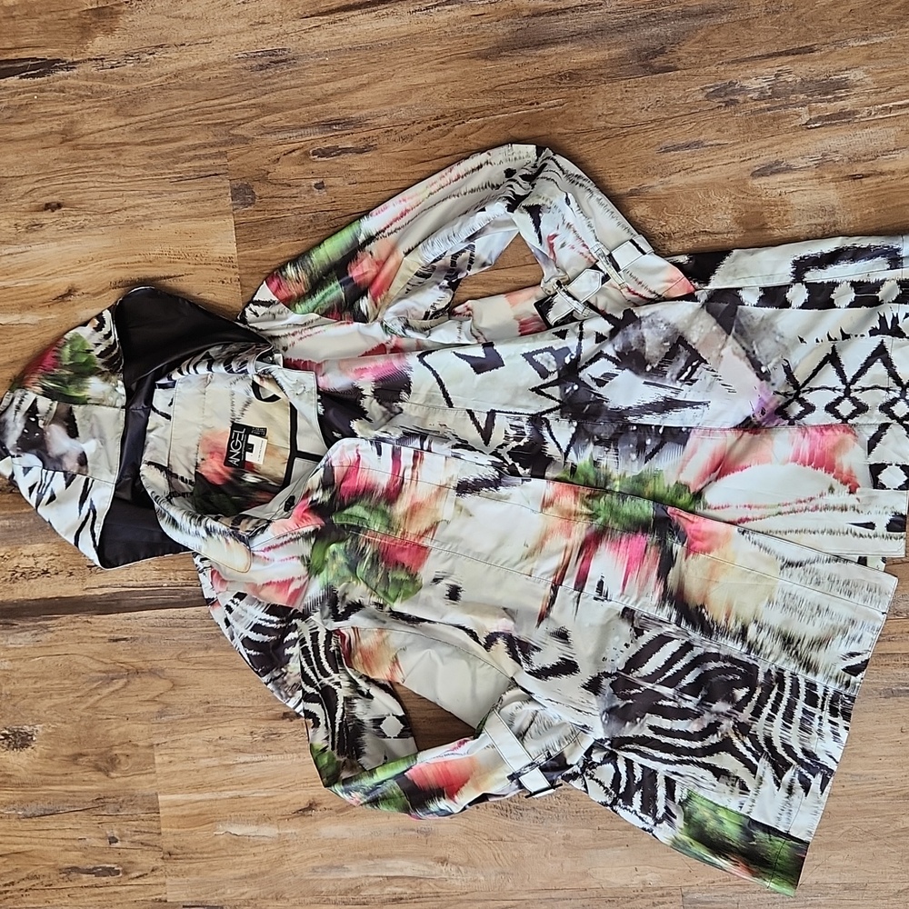 Angel Apparel Vibrant Graphic Abstract Art Jacket Wind Breaker Size L